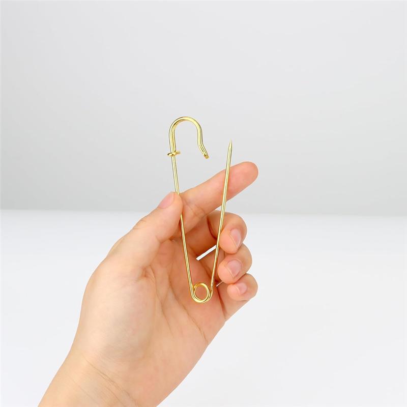 A34R 15Pcs Large Safety Pins Heavy Duty For Blankets Steel Safety Pins Heavy Duty 4" Steel Safety Pins For Clothes Gold
