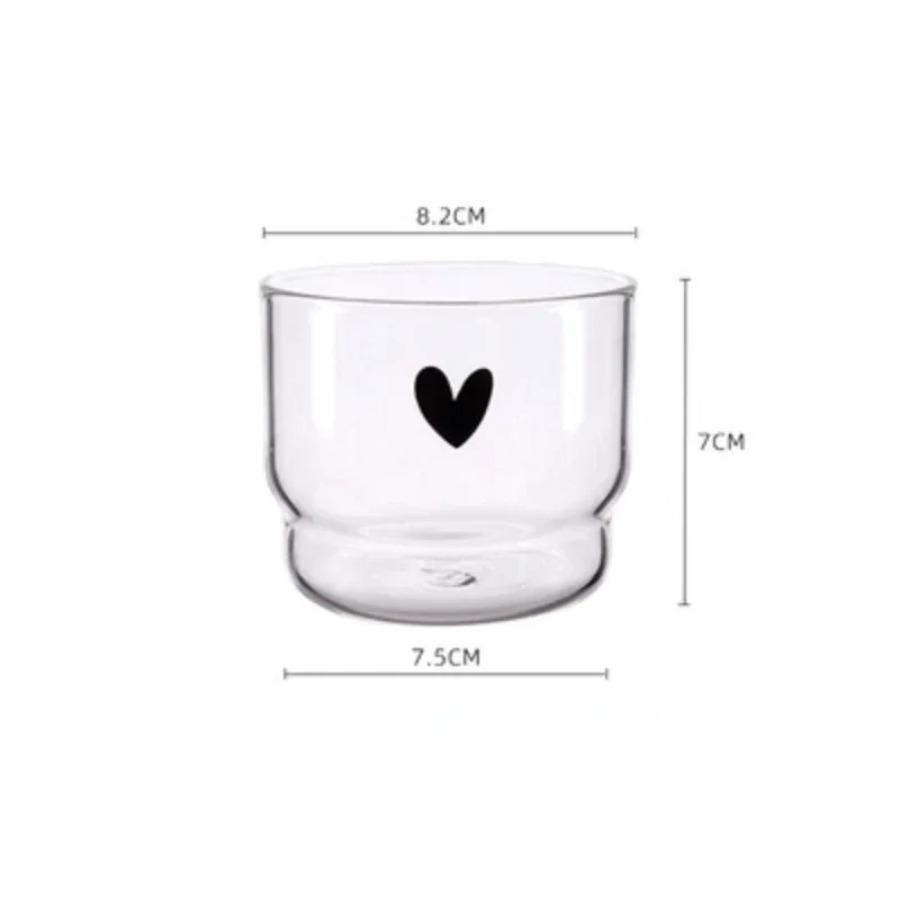 300ml Glasbecher Liebe Lächeln Wasserflasche Café Dessert Milchkaffeebecher Große Kapazität Transparent Hitzebeständig Teetasse