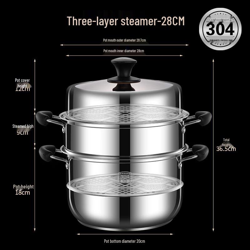 

28cm 304 Stainless Steel Multi-function Steamer Pot