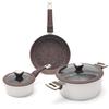 WANGYUANJI Frying Pan Set (3-piece) - IH and Gas Compatible - Includes 24cm Frying Pan, 24cm Casserole, and 16cm Saucepan - Non-stick