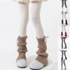 Women Ribbed Knitted Leg Sleeves with Drawstring Bows for Winter Warmth Solid Color Flared Leg Warmers Footless Socks