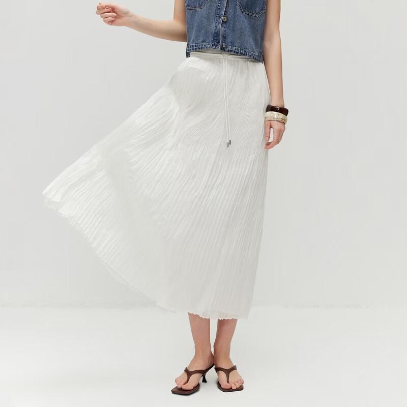 Only Lyocell Blend Pleated A-Line Midi Skirt
