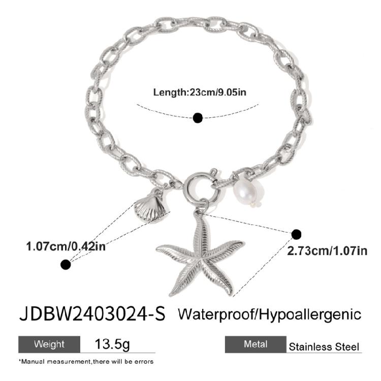 Handmade Ocean Bead Bracelet Fashionable Party Jewelry Chain Wristband Stainless Steel Texture for Party and Celebration