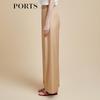 PORTS Women's Fawn Brown Belt-Decorated Straight-Leg Pants
