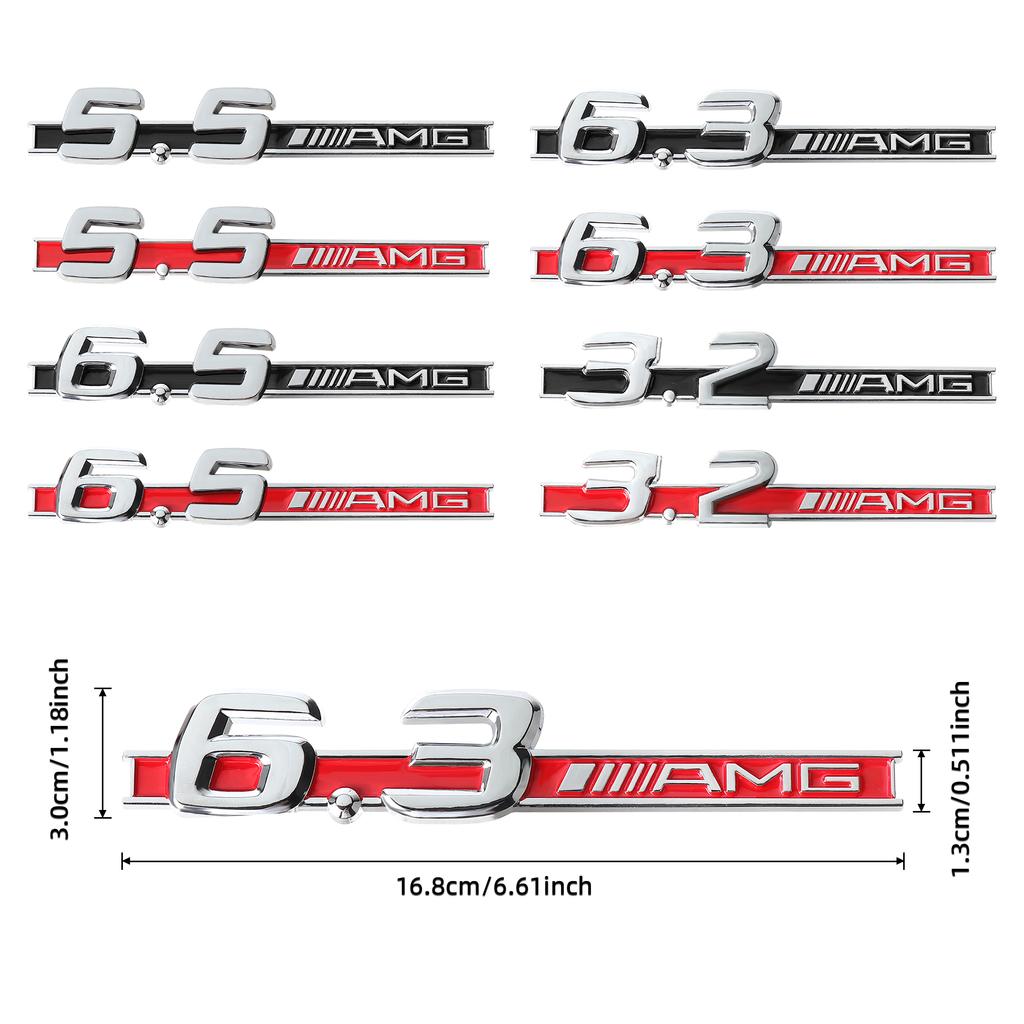 1PCS 3D ABS Car Side Fender Emblem Decoration Body Trunk Badge Sticker Auto Accessories For Mercedes Benz 3.2 5.5 6.3 6.5 AMG