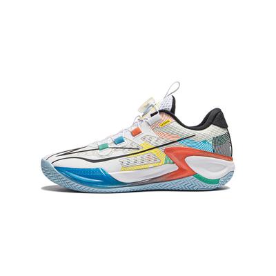 Li Ning Kids PU Fabric Lightweight Comfortable Non-Slip Durable Support Low-Top Basketball Shoes Kids Sneaker Standard-White YKBU075-1