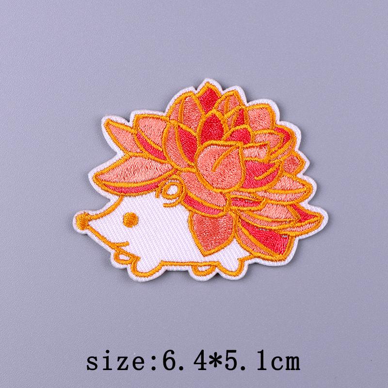 Cartoon Patch Cute Animal Patches For Clothes Striped Badges Embroidered For Clothing Hedgehog Patch Iron On Patches On Clothes