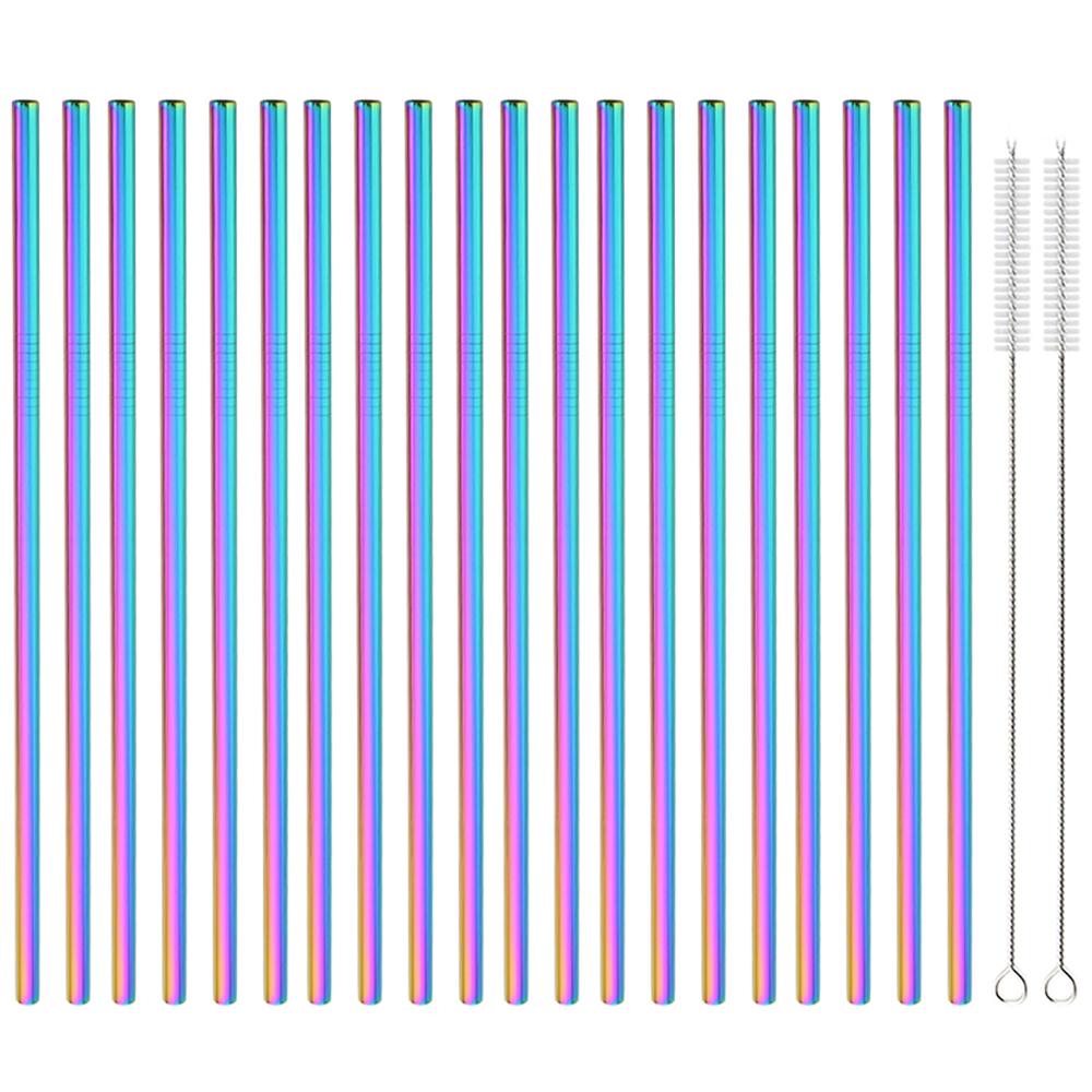 20Pcs 304 Stainless Steel Drinking Straw High Quality Straw Set Eco-friendly Reusable Metal Straws Set Party Juice Bar Accessory