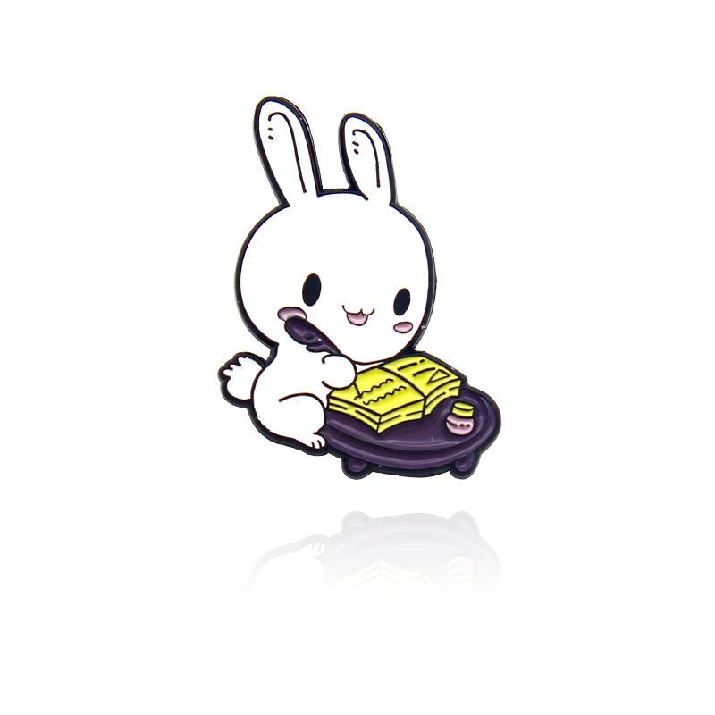 Adorable Rabbit Brooch Set: Mirror, Writing, Reading, Bathing, Sleeping Trendy Badge