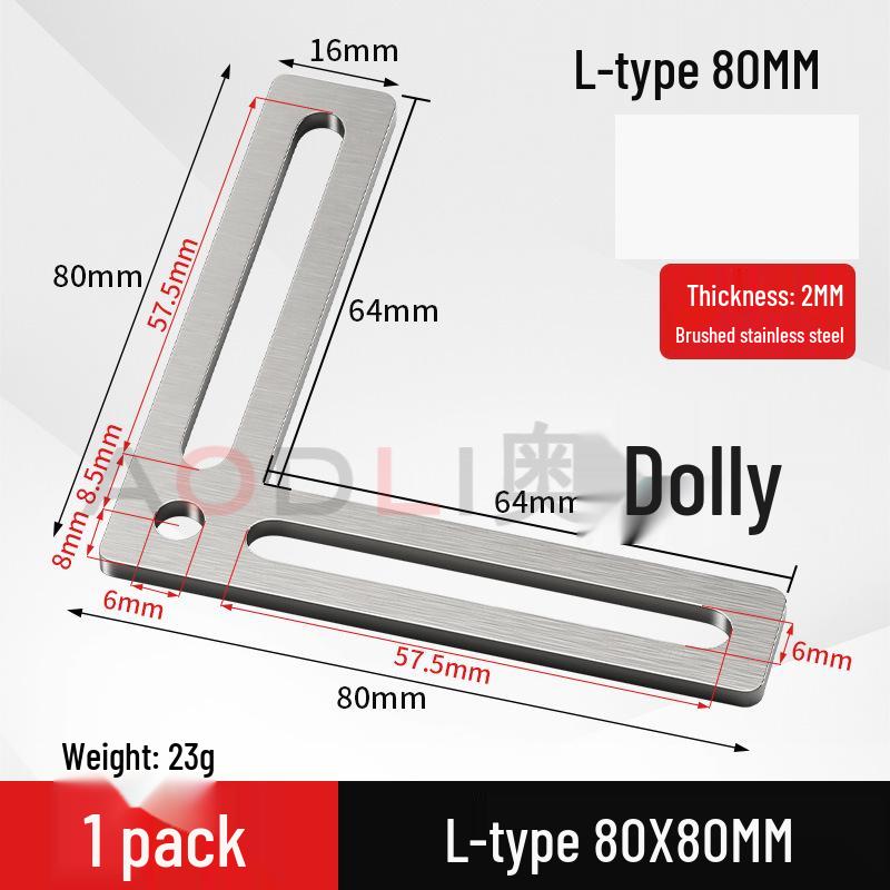 Stainless Steel 90° Movable L-Shaped Corner Bracket with Long Hole for Shelf Support