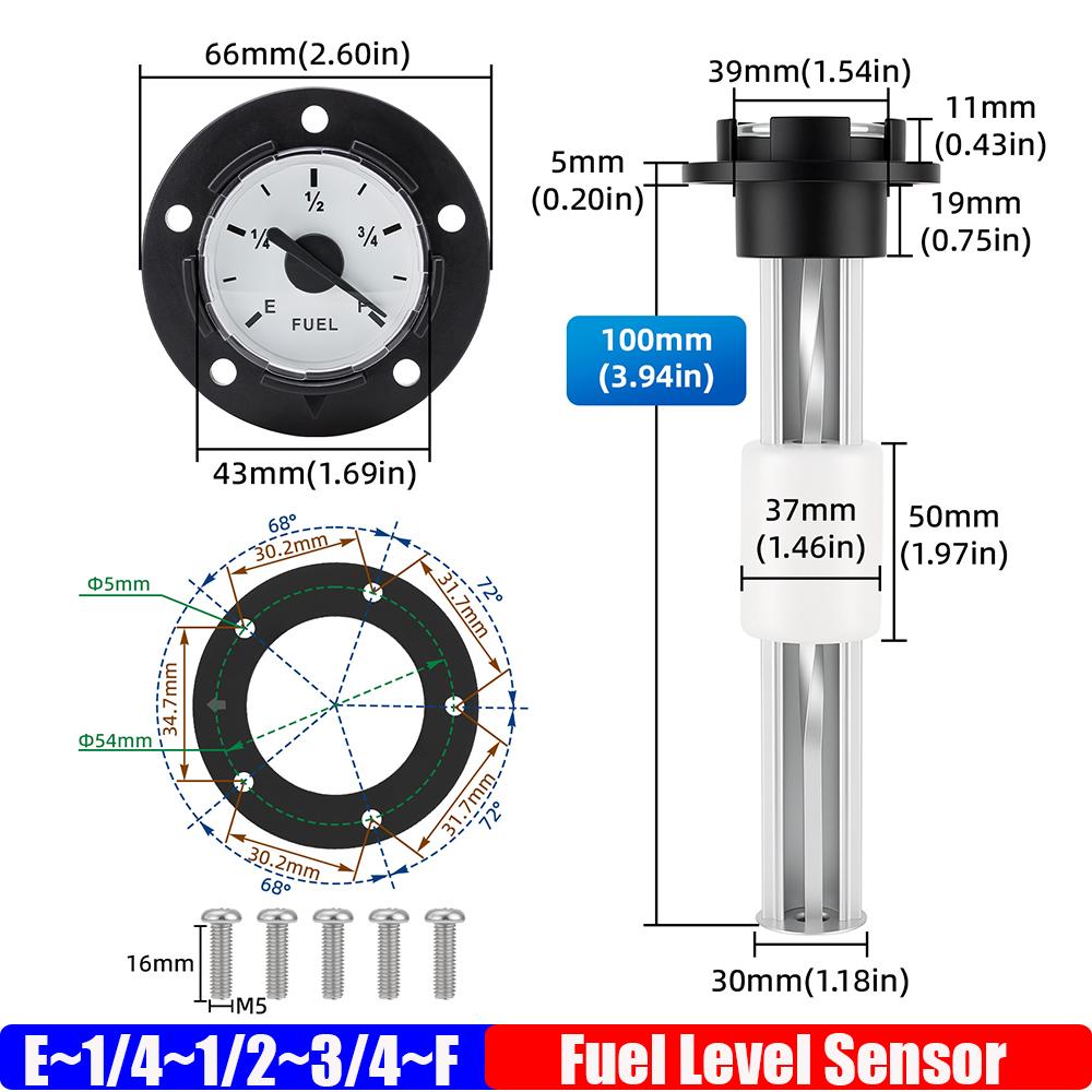 Convenient Replacement Level Gauge Precise Level Meter Fuel Gauges Easy to Use Gauge Plastic Meter for Generators Set Automobile 100MM