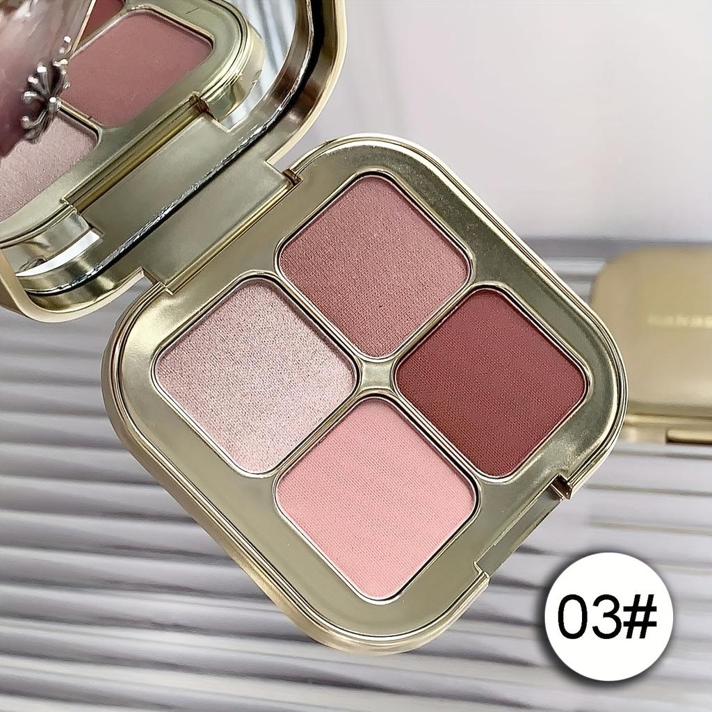 4-Farben Lidschattenpalette Goldene Textur, Matte & Schimmer-Finishes in Braun, Koralle, Rosa, Lila Lidschatten, Langanhaltende Farbe, Einfache Anwendung