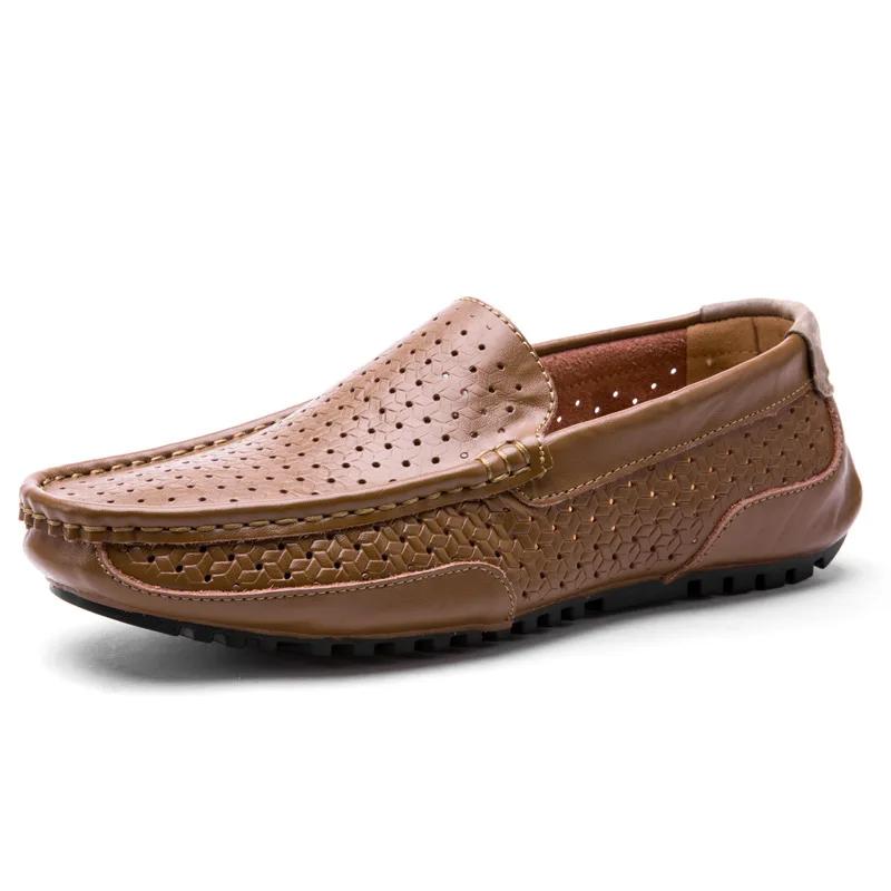 2025Men Casual Shoes Leather Moccasins Breathable Slip on Boat Shoes Italian Luxury Brand Mens Driving Loafers Size 37-47