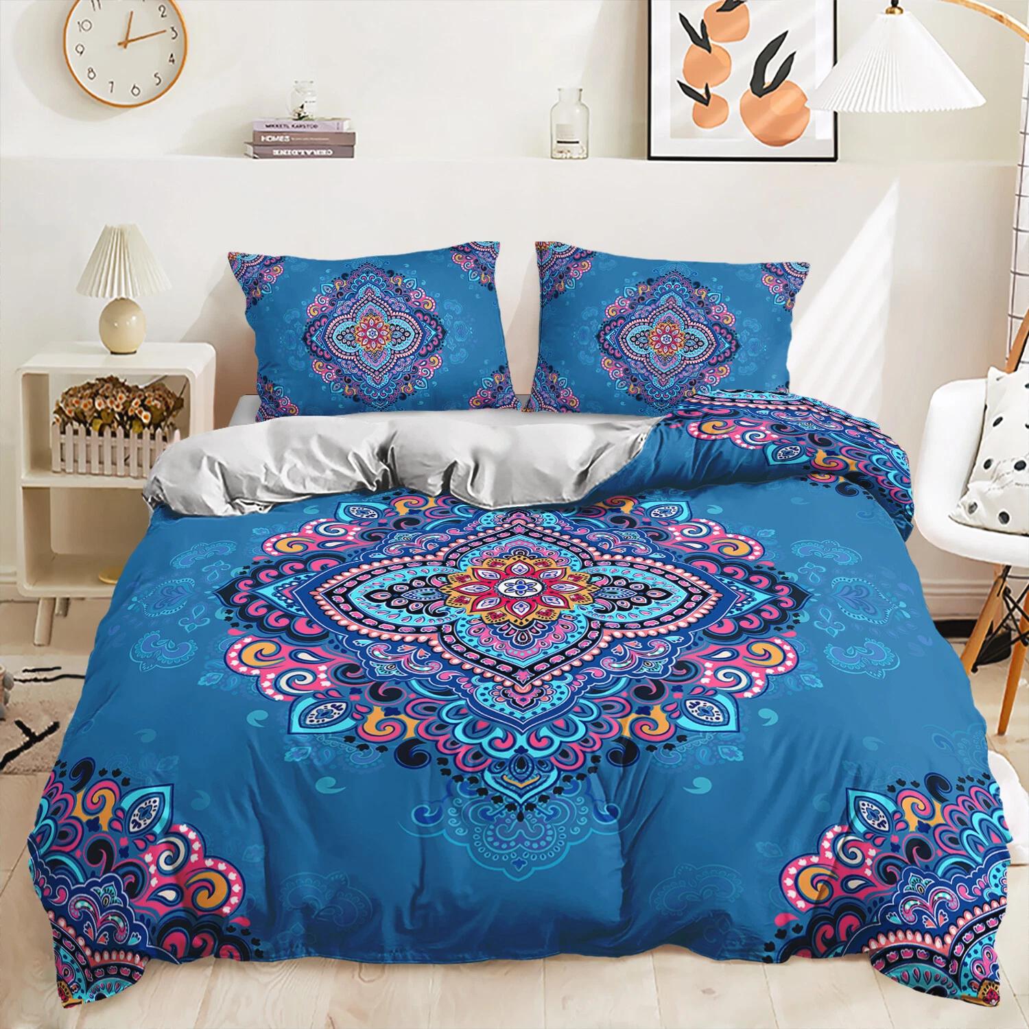

Bohemian Mandala Floral Duvet Cover Set, Colorful Boho Bed Cover, Artistic Home Decor, Unique Gift, Queen/King/Twin Size Bedding Set Baby 100x135cm