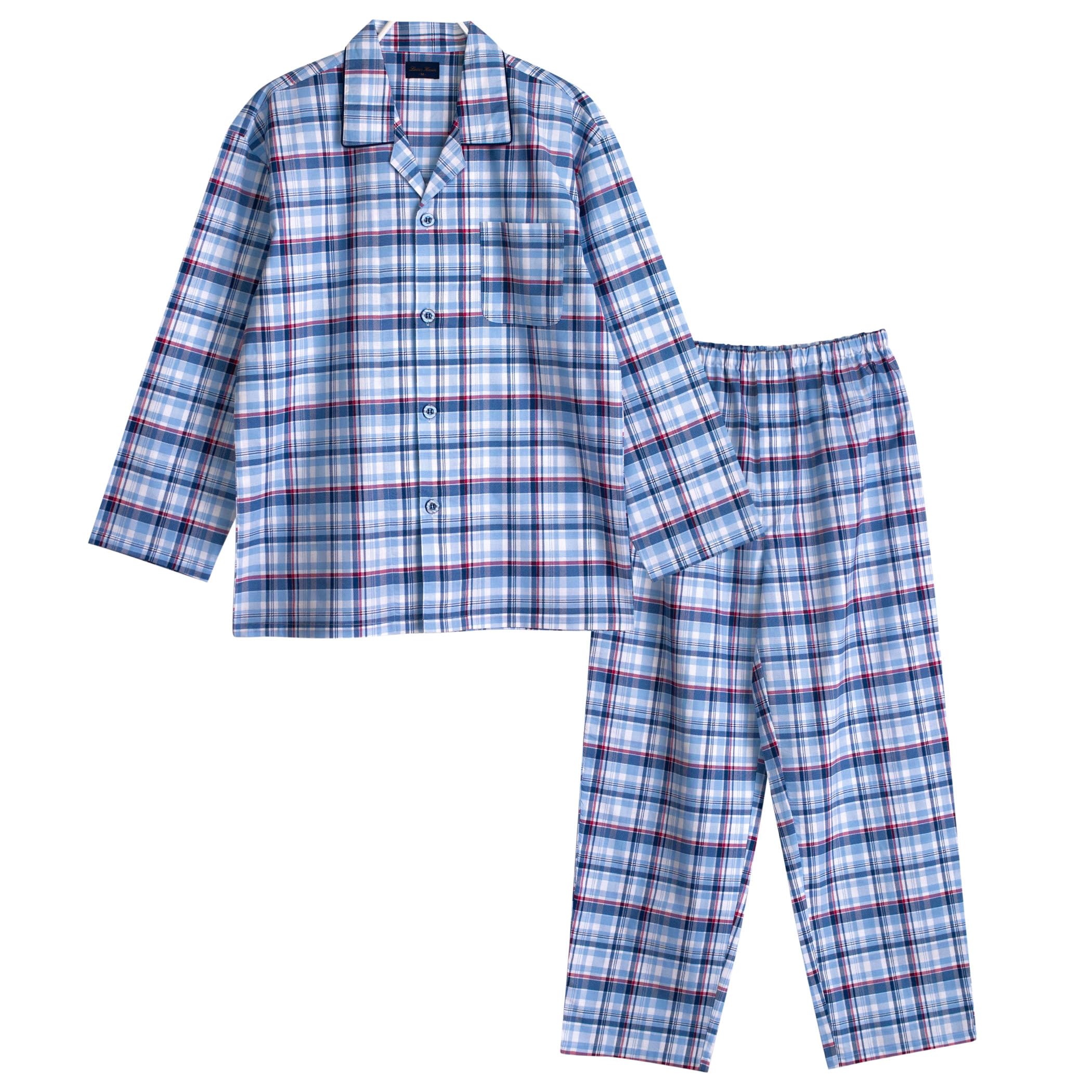 

Cotton Pajama Soft and Check Suitable for and All Seasons Men s 100% Set, Comfortable, Pattern, Sax, Breathable, Spring, Summer, Fall,