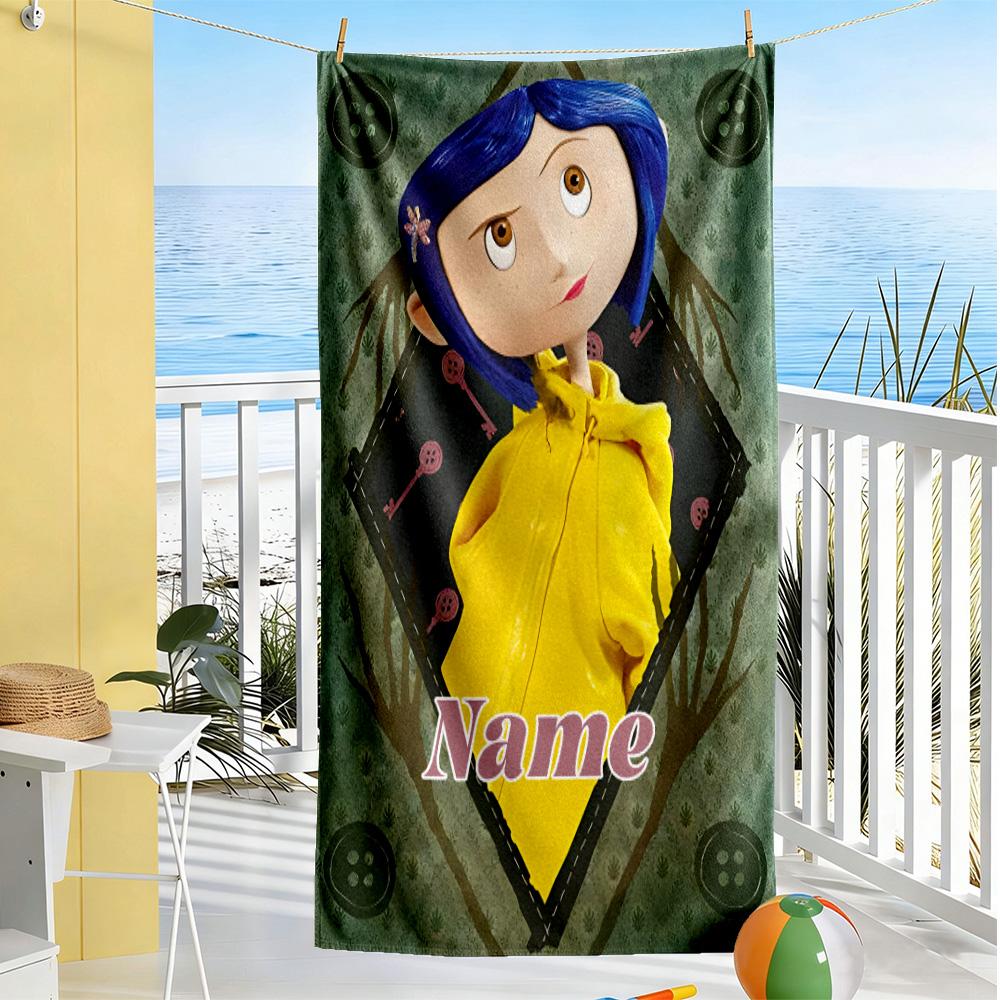 Whimsical Frame Personalized Name Beach Towel High Absorbency & Quick-Dry Suitable for Sports Travel Swimming Yoga Bathroom Beach And Pool