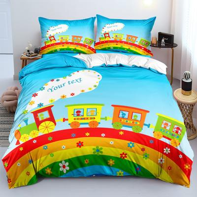 Home Schlafzimmer Cartoon Zug Bettbezug Kissenbezug für Kinder Bettwäsche Set King Size Luxus Bettbezug Set Weihnachtsdekorationen