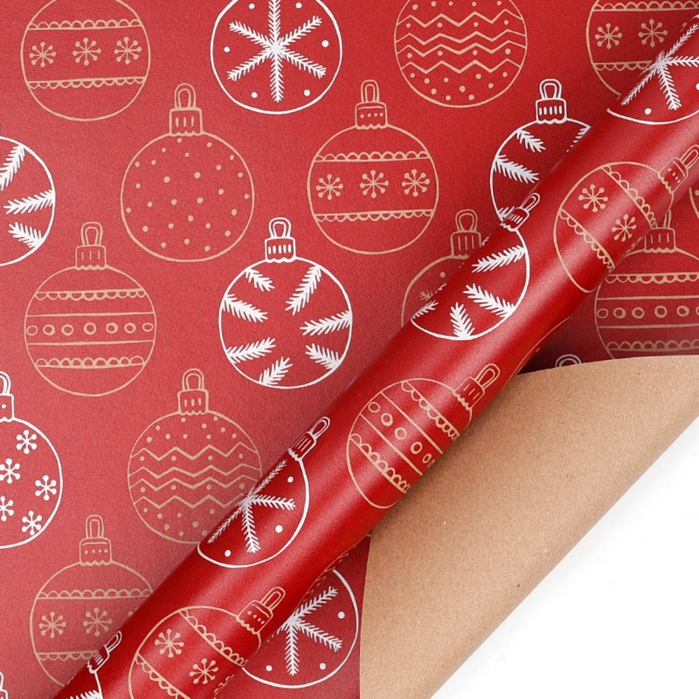 50x70cm 1 Roll Christmas Gift Wrapping Paper with Snowflake, Santa Claus, Reindeer Printed for Christmas, New Year Celebration