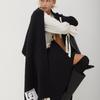 Iannmore Asymmetric Knit Cape Shawl_BK