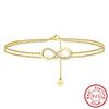 Effie Queen Layered Infinity & Satellite Chain Anklet 925 Sterling Silver Gold Plated Simple Women Beach Foot Jewelry Chain SA16
