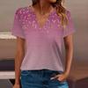 Women's Casual V Neck Printed Short Sleeve T Shirt Basic Tee Top Daily Wear Fashion