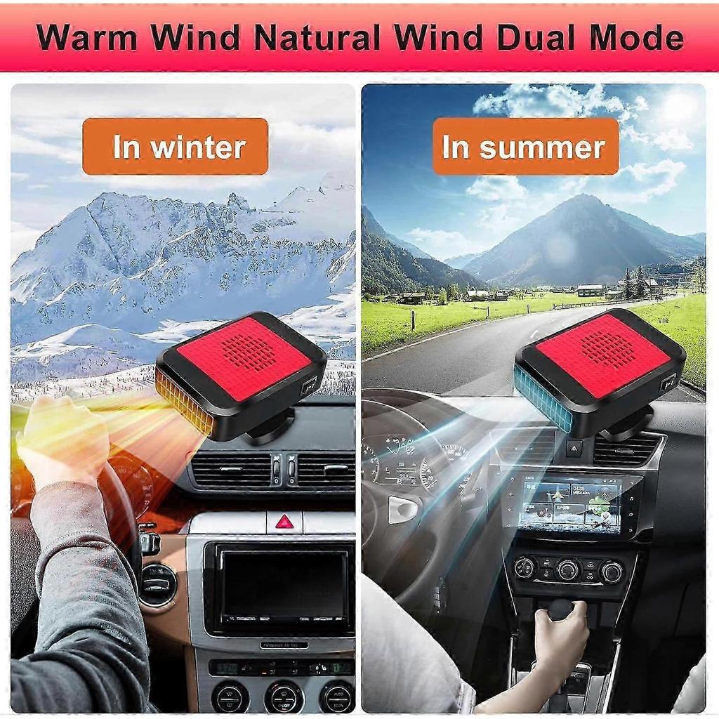 12V Portable Car Heater, 200W Fast Heating Defroster 2 in 1 Automobile Windshield Fast Heaters Car Heater That Plugs into Cigarette Lighter for Car, S