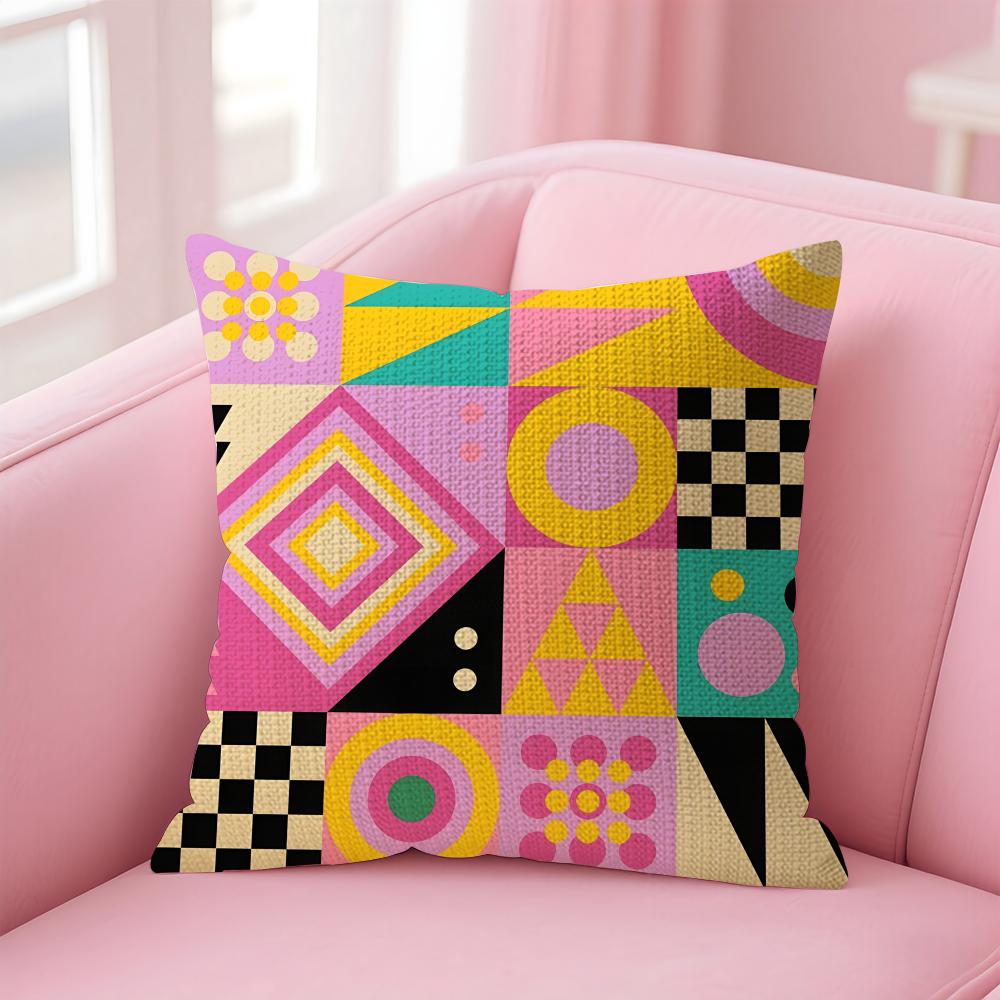 Geometric Patterns Luxury Cushion Cover Natural Linen Pillow Case DoubleSided Print Decorative Sofa Pillowcase Home Decor Gift