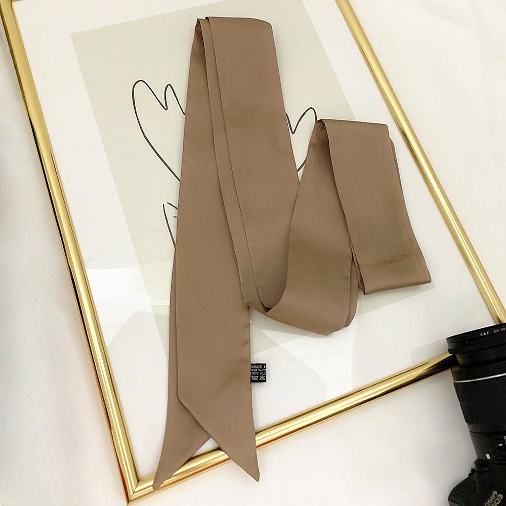 Long Skinny Hair Scarf For Women Silk Satin Headband Cute Neckerchief Solid Colors  Fashion Bag Scarves For Ladies 2024