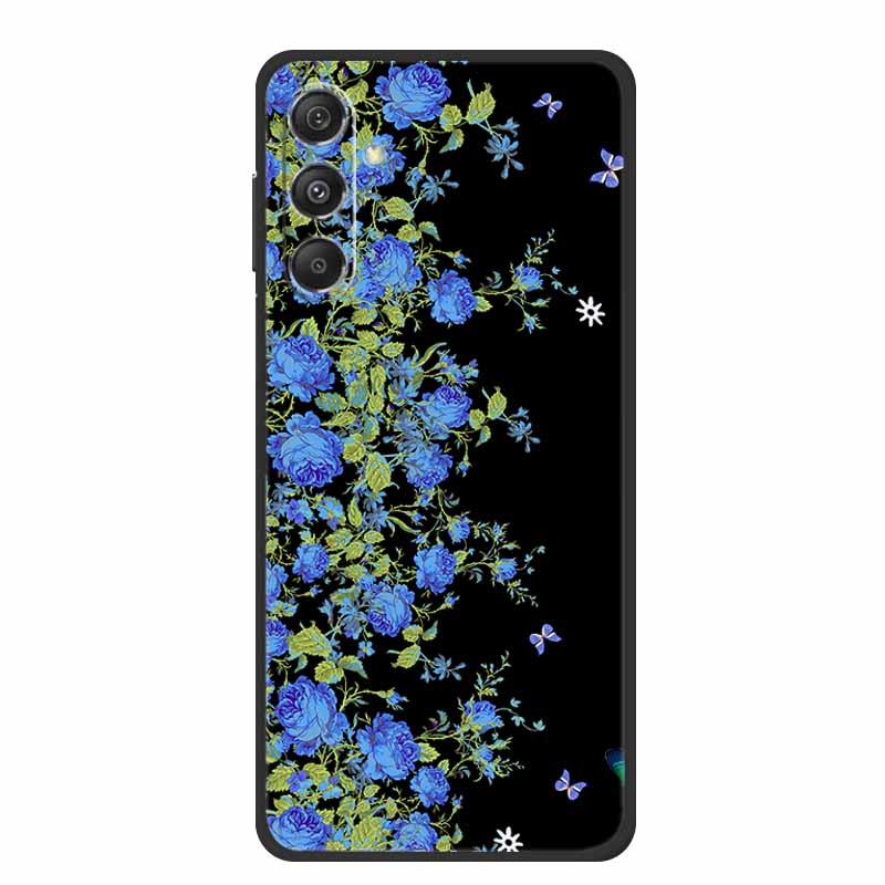 For Samsung Galaxy M36 A17 5G Case Flower Black Silicone Soft Back Cover For Samsung Galaxy S25 FE Plus Phone Case Coque Cartoon