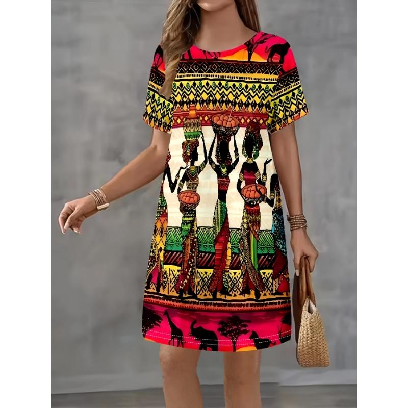 Retro Fashion Women s Printed Dress S