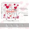 1Pc Valentine'S Day Shower Curtain - Heart & Floral Balloons, White Background, Red & Pink Flowers,Text: 'Happy Valentine'S Day'
