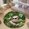 Sloth Animal Round Rug Flannel Printed Carpet Nature Theme Home Decor Cozy Soft Floor Mat Living Room Indoor Use
