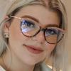Fg Retro Photochromic Anti-Blue Light Glasses Fashionable Personalized Cat-Eye Metal Women'S Glasses