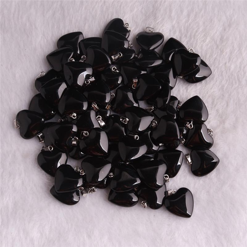 20mm Crystal Agate Heart Necklace Pendant - Natural Stone Jewelry Accessory