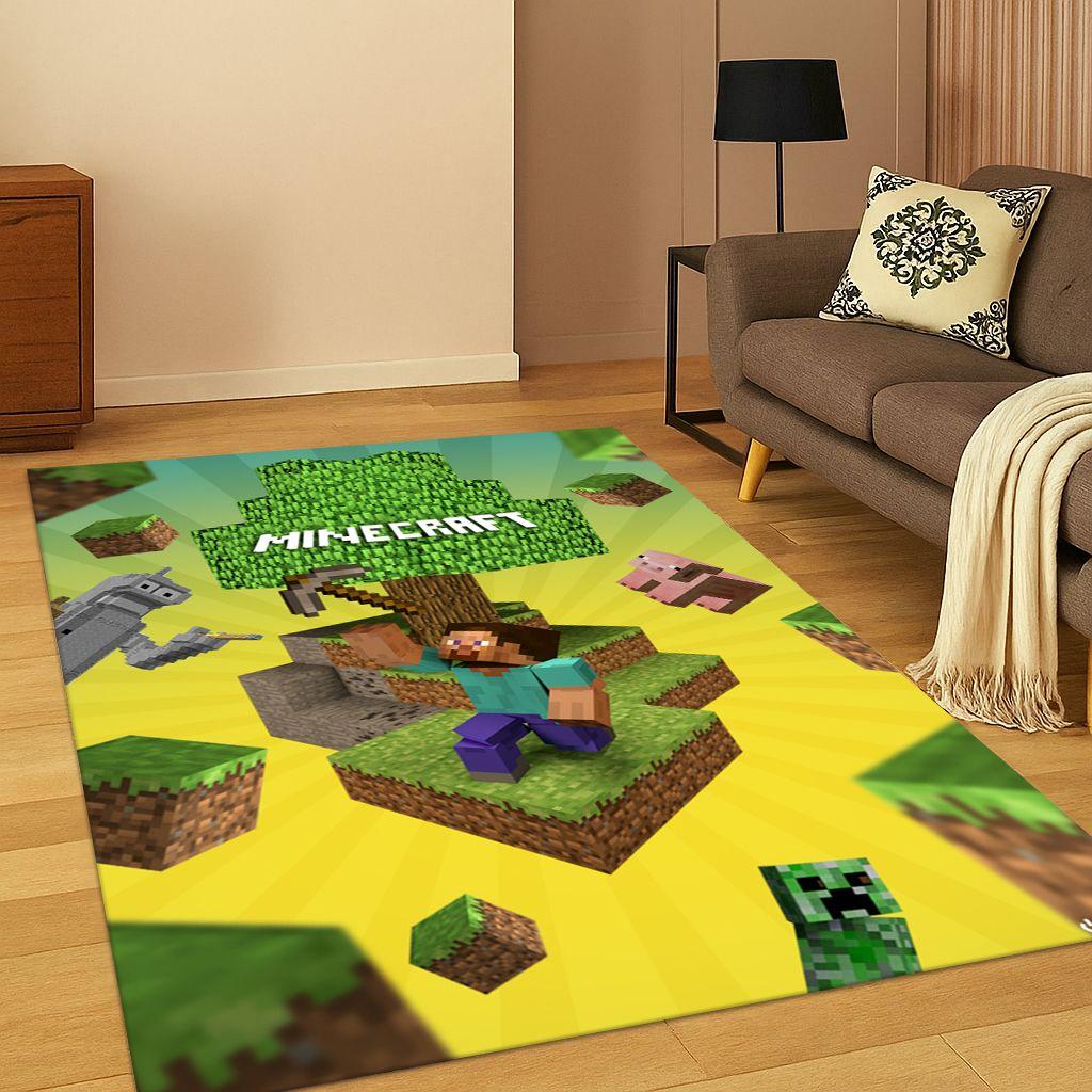 Klassisk S-Sandboxs Tecknad Pixelspelsmatta för Sovrum Vardagsrum Soffa Heminredning, Barnmatta Halkfri Golvmatta Gåva