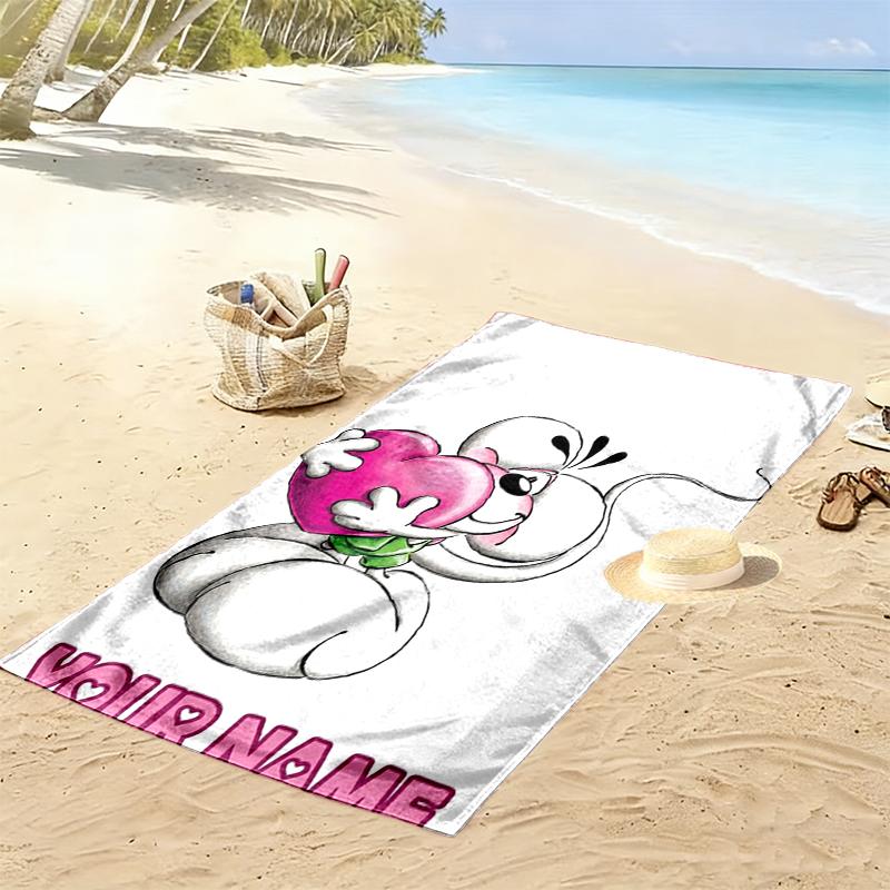 Custom Name DIDDL Print Beach Towel, Large Soft Quick Dry Towel for Beach Camping Swimming