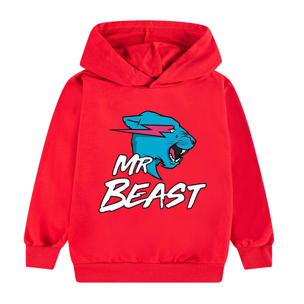Módní a Pěkné MR BEAST Kreslený Anime Potisk Mikiny pro Kluky a Dívky Podzimní a Zimní Rodičovsko-Dětské Oblečení Mikina