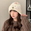 Japanese Patchwork Woolen Hat for Women with Large Head Circumference and Small Face Outdoor Winter Warm Ear Protection Pile Hat for Men Knitted Hat