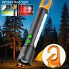 3500MAH USB Rechargeable LED Flashlight Powerful Zoom Camping Lantren 9 Modes Type-C Charging Aluminum Alloy Torch Tactical Outdoor Light with Hooks