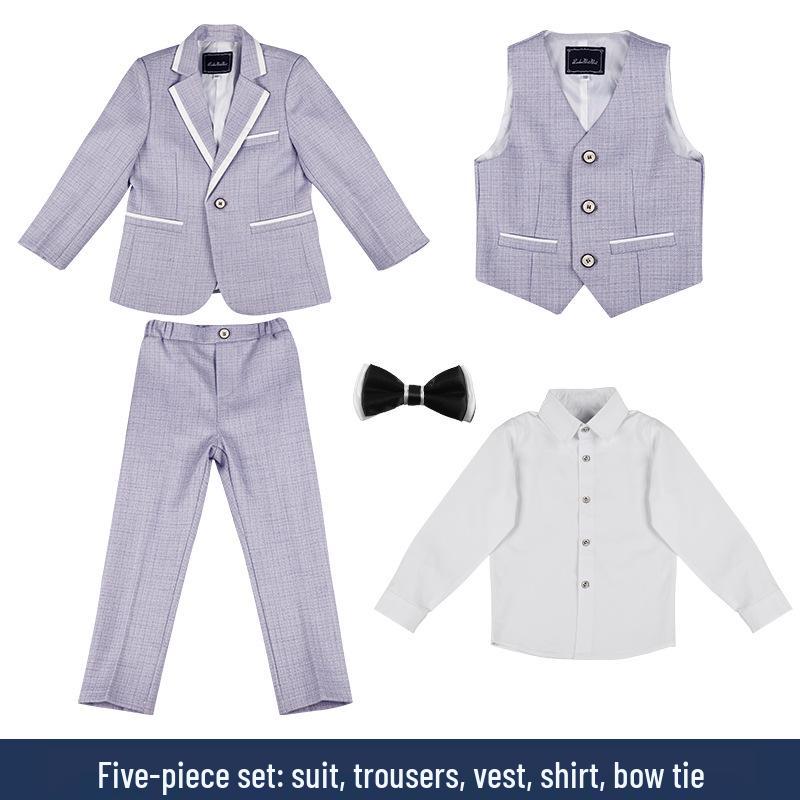 Autumn & Winter Boys' Three-Piece Suit: Handsome Blazer, Light-Colored for Baby's First Birthday/Flower Boy/Performance