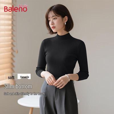 Baleno Damen Wollmischung Pullover mit halbem Stehkragen als Basisschicht