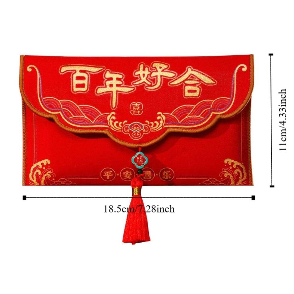 Spring Festival Brocade Red Envelope Tassels New Year Money Bag Money Red Pocket  Wedding Birthday