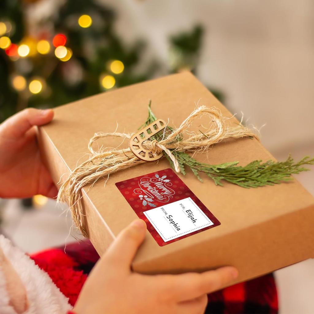 1 Roll Christmas Gift Tags Stickers Gift Labels Traditional Design Self Adhesive Stickers Present Tags