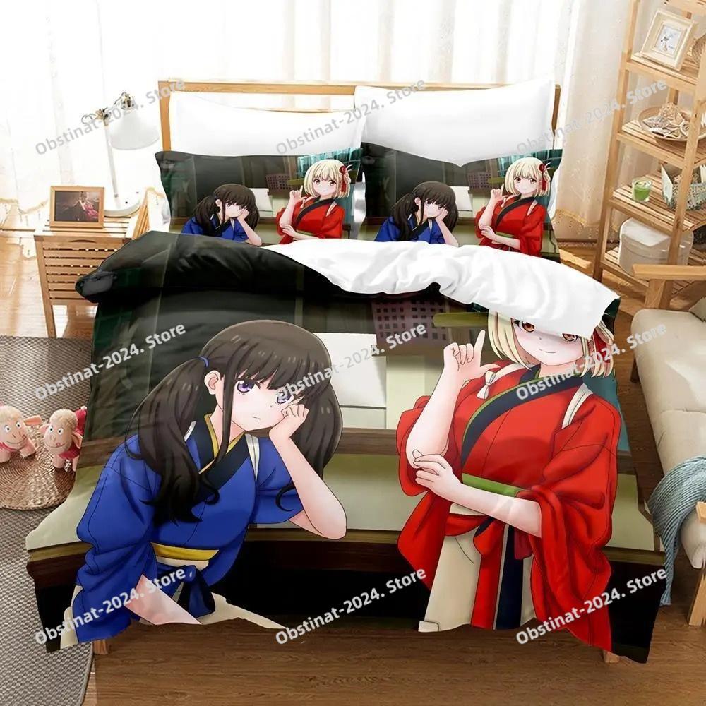 3d Print Anime Kawaii Girl Lycoris Recoil Bedding Set Single Twin Full Queen King Size Bed Set Adult Kid Bedroom Duvetcover Sets