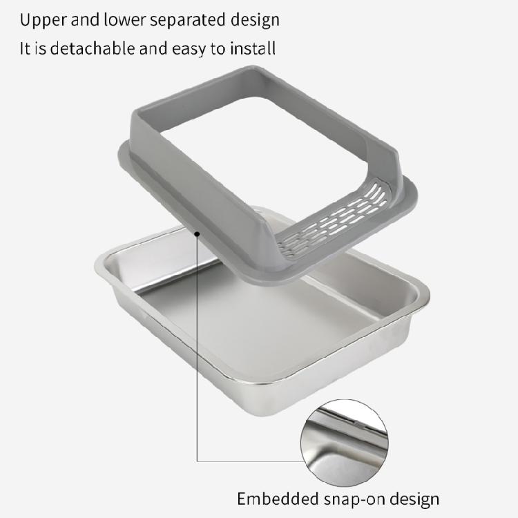 Stainless Steel Cats Litter Pan Large Litter Tray AntiSplash Odor Control Scratch Prevent Litter Container Box for Home