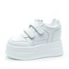 Fashion 10CM Cow Genuine Leather Autumn Platform Wedge Skate Heels Comfy Casual Shoes High Brand Chunky Sneaker Hook Women Vulcanized