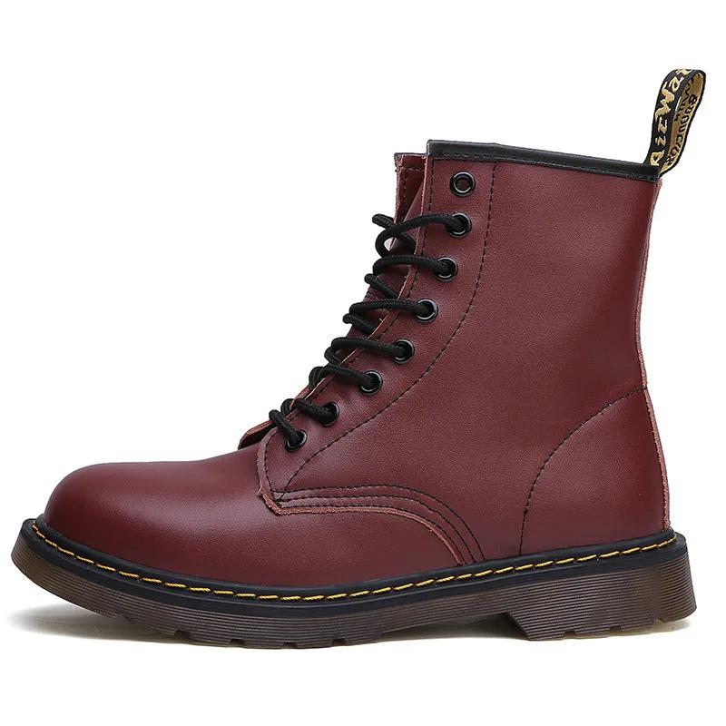 Fashion Genuine Leather Men Classic Six Hole Boots Fashion British Style Riding Short Ankle Boots Outdoor Boots Size 35-48 Women's Boot