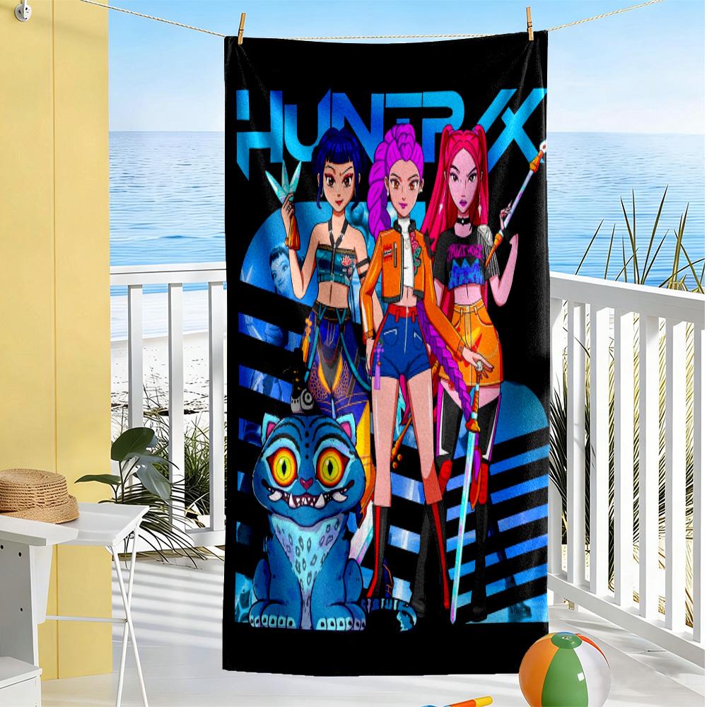Huntrx Cyberpunk Fashion Beach Towel Quick-Dry Soft Microfiber Comfortable Lightweight Perfect for Traveling Yoga Camping and Swimming