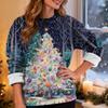 Women's Casual Fashion Round Neck Plus Velvet Thickened Christmas Print Sweatshirt