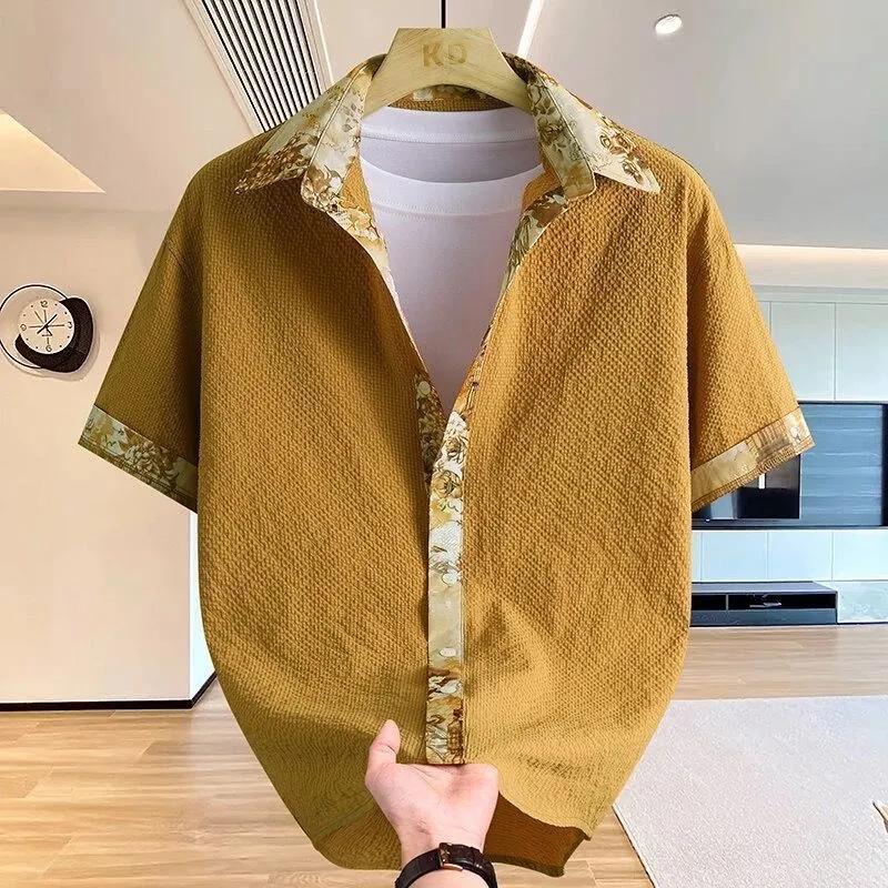 Match Summer Men s Short Sleeved Shirt Thin Fashion Short Sleeved Trendy Men s Turn Down Collar Top S